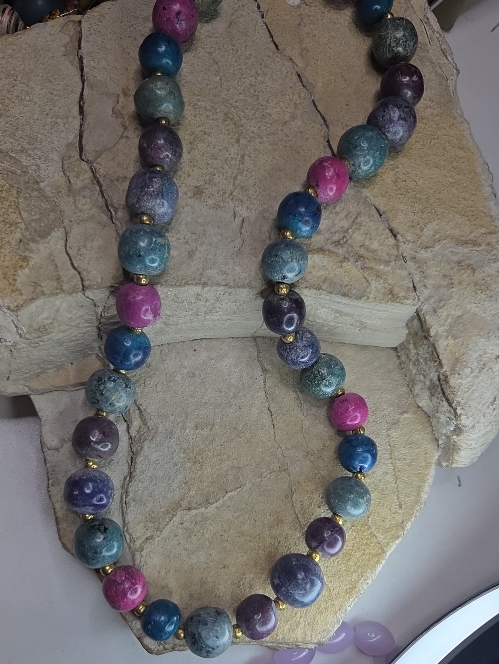 Multicolor Turquoise Beaded Gemstone Necklace - Hand Crafted